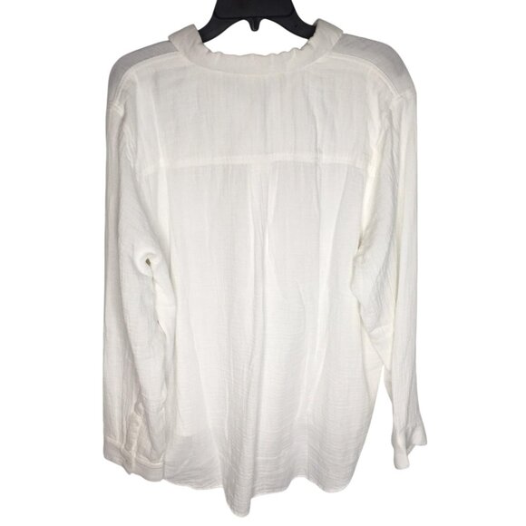 ana Shirt Womens 2XL White Gauze Long Sleeve Relaxed Fit Henley - Picture 9 of 14